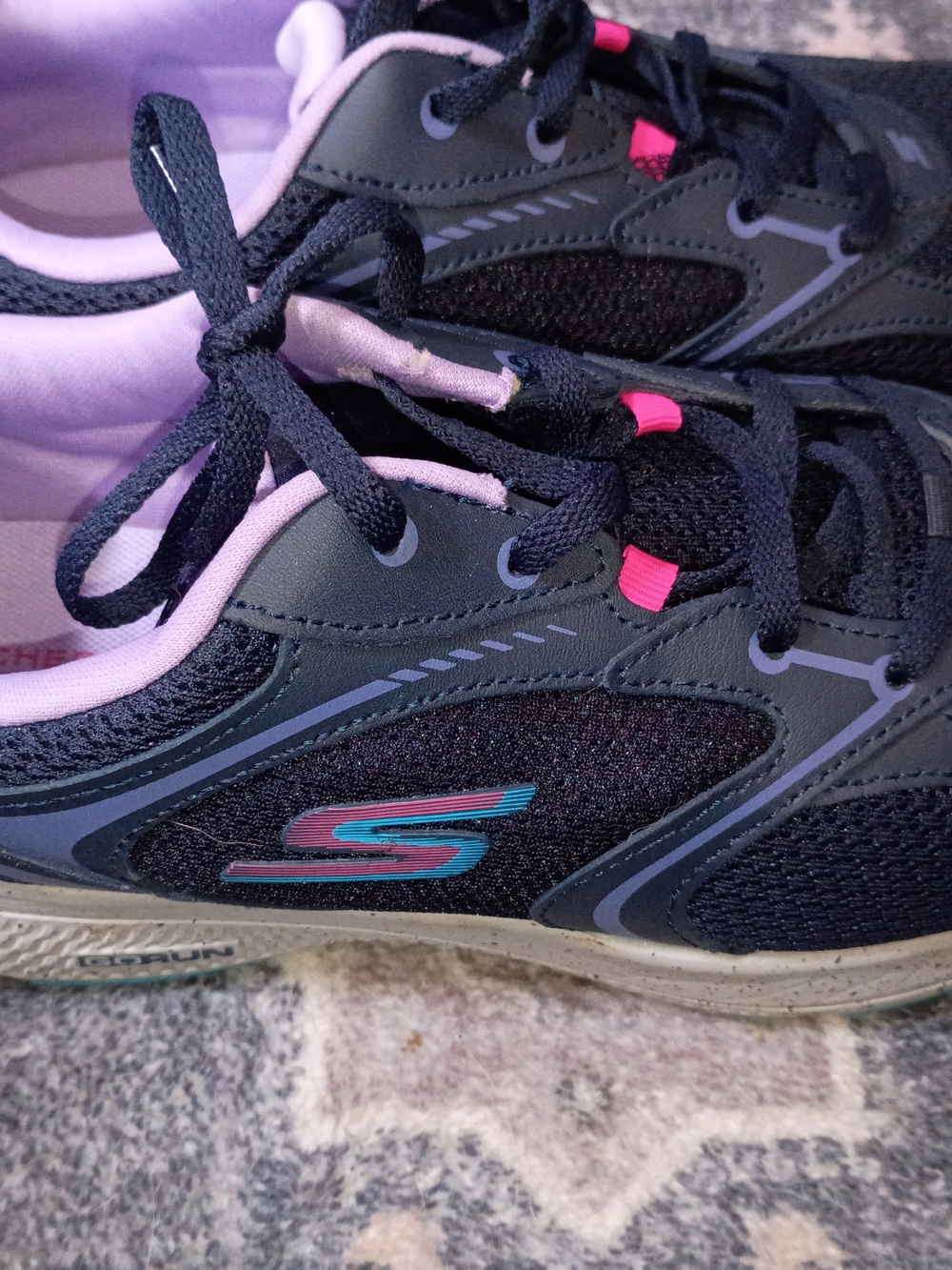 Skechers Black Sneakers with Pink and Teal Accents
